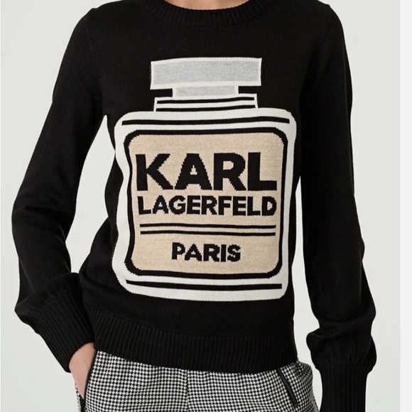 Karl Lagerfeld Sweaters - Karl Lagerfeld Black and Cream Logo Sweater
